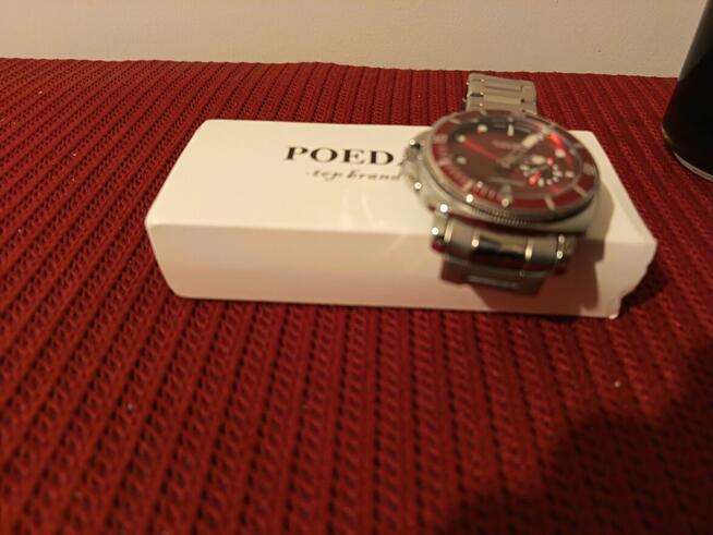 Zjawiskowy czerwony zegarek męski Poedagar