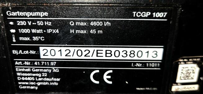 Pompa ogrodowa powierzchniowa EINHELL TCGP1007 Made In Germa