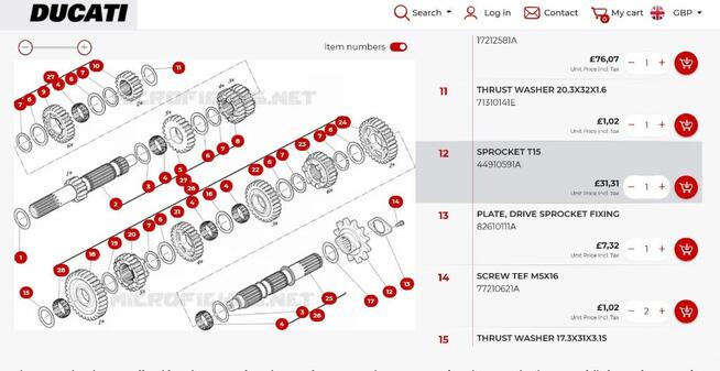 Zębatka przód zdawcza 44910591A Ducati Monster Multistrada
