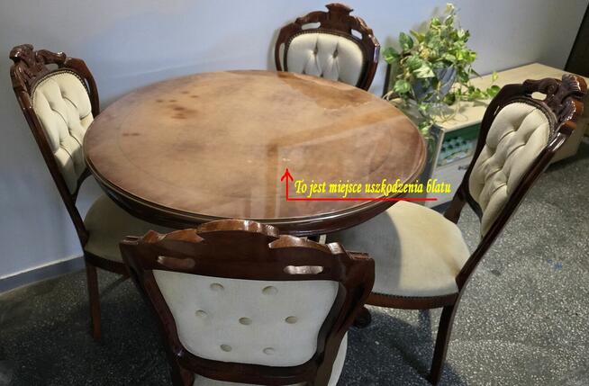 Sprzedam Stół okrągły, 4 Krzesła styl neobarokowym („Ludwik”