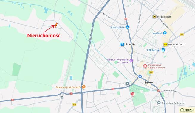 Działka budowlana Łuków, Poważe