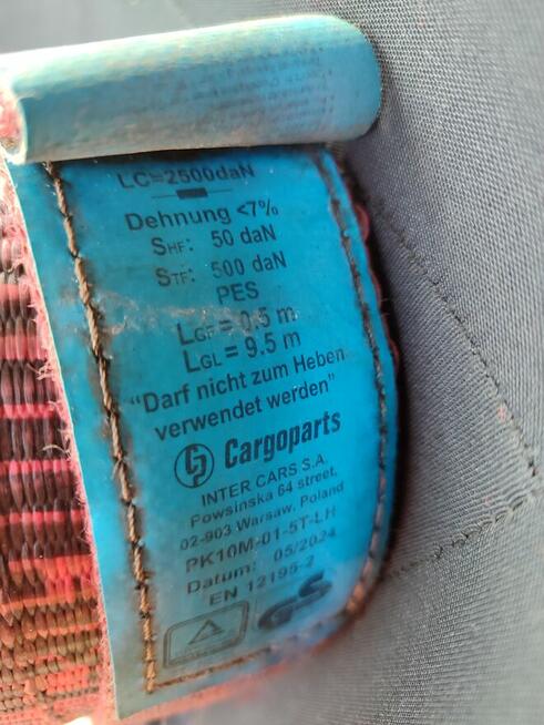 Pasy transportowe 9.5m z klamrami