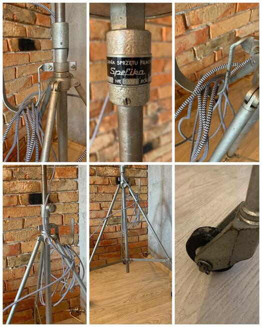 Lampa podłogowa teatralno filmowa PRL Vintage loft