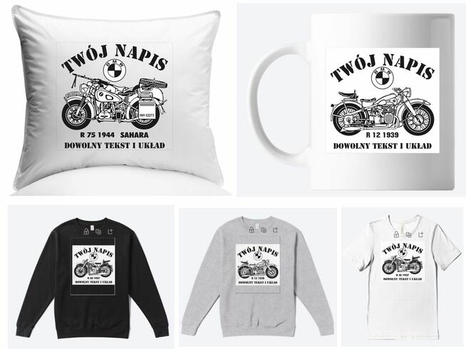 BMW R 32 rok 1923 grafika na kubki, odzież i inne gadżety