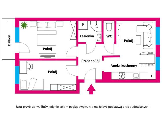 3 pokojowe mieszkanie na 1 piętrze w Kołobrzegu
