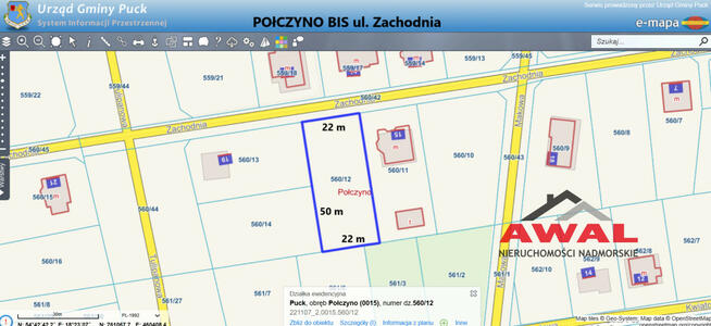 Działka budowlana Połczyno gm. Puck, Zachodnia