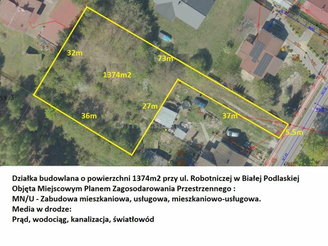 Działka budowlana MPZP 1374m2, obok lasu,32m x 36m