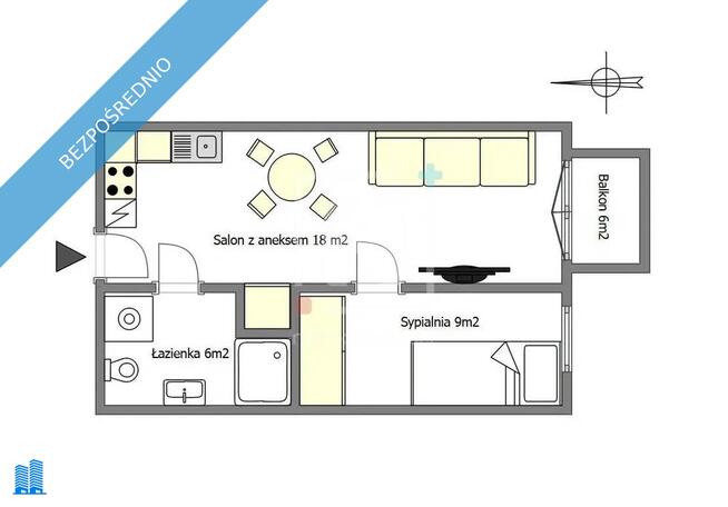 Wygodne 2 pokojowe , nowe, nigdy nie zamieszkałe mieszkanie.