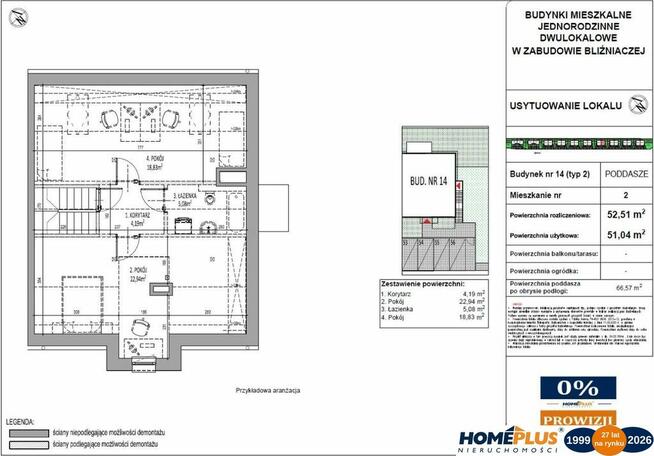 0%, 2 m-ca parkingowe i poddasze dodatkowo