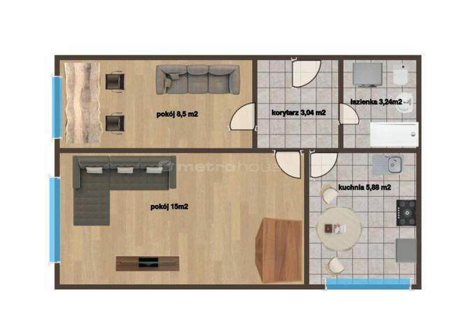 Mieszkanie 2 pokoje 35,5 m² ul. Rzemieślnicza