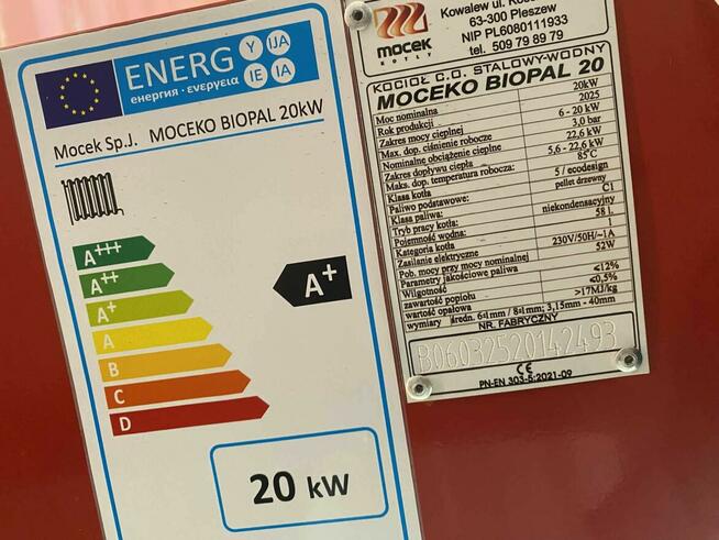 Kocioł na pellet Moceko biopal 20 kw palnik pellet drewno