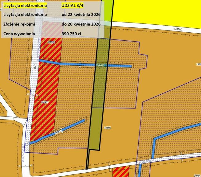 Udział 3/4, licytacja komornicza, pod zabudowę jednorodzinną