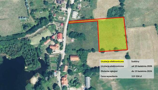 Licytacja komornicza, media w zasięgu, pod Olsztynem