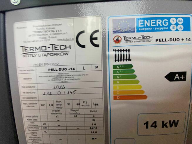 Kocioł na pellet termo - tech PELL DUO+ 14 kW palnik pellet
