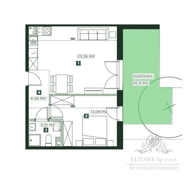 Mieszkanie 2pok. o pow 44,13m2 z ogrodem 20m2/ Żerniki Strachowicka