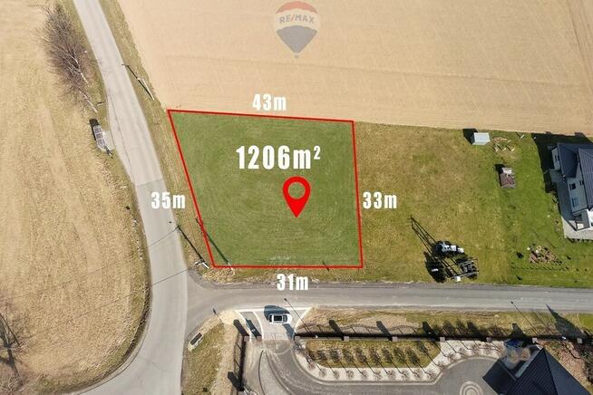 Działka budowlana ok 1206 m² w Pisarzowicach