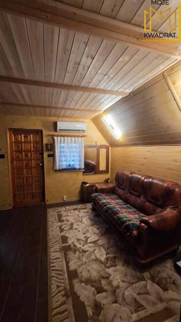 Domek z drewna na działce 1,08 hektara ze stawem !