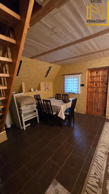 Domek z drewna na działce 1,08 hektara ze stawem !