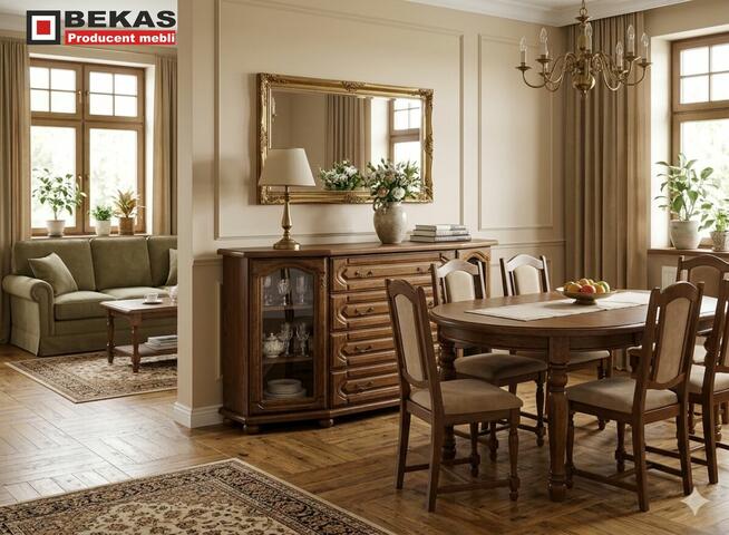 Duża komoda 180` Dąb Rustikal Lakierowana BEKAS