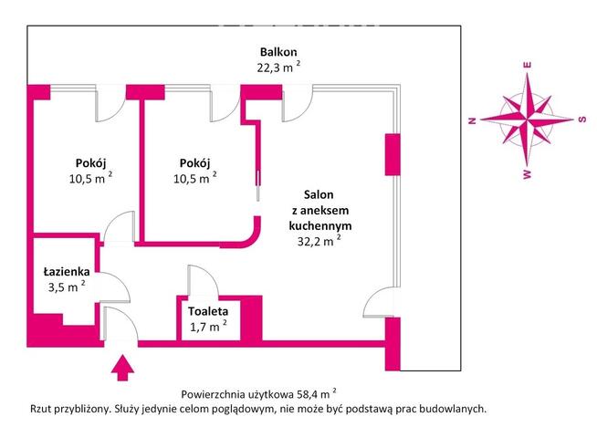 Apart 3 pok. nad promenadą, duży narożny taras.