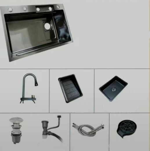 Luksusowy zlewozmywak z wodospadem i myjką szklanek