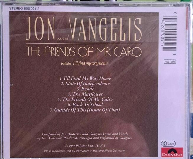 CD JON and VANGELIS-The Friends Of MR Cairo.