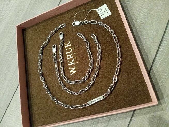 Dwie bransoletki srebrne, 925 i łancuszek z Freedom