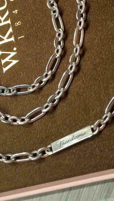 Dwie bransoletki srebrne, 925 i łancuszek z Freedom