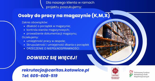 Osoba do pracy na magazynie (K,M,X)