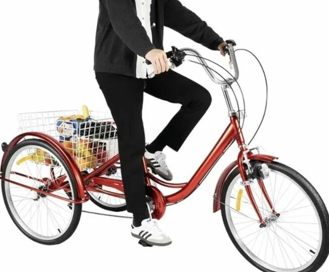 Nowy Rower trójkołowy 24 Czerwony - Darmowy kurier