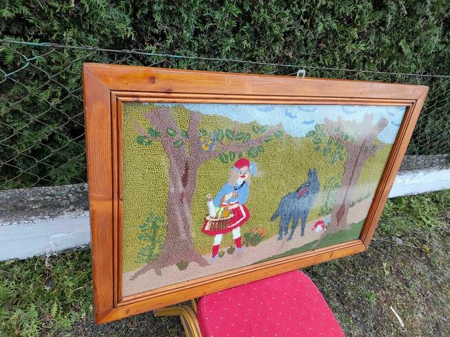 Obraz Ręcznie robiony obrazek Gobelin Czerwony Kapturek haft