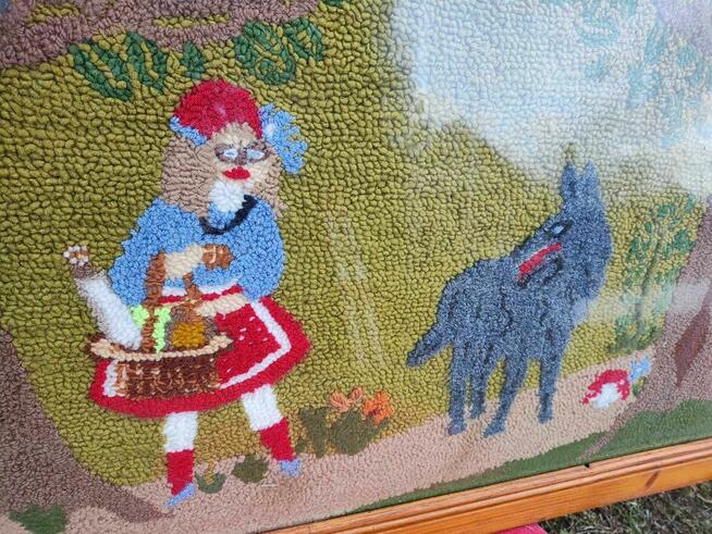 Obraz Ręcznie robiony obrazek Gobelin Czerwony Kapturek haft