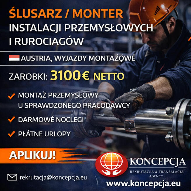 MONTER /KA, ŚLUS. BUD. INST. PRZ. I RUR. (Austria-NN-TP-AA)