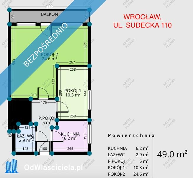 Cena do 15.04/ mieszkanie Wrocław Krzyki Borek ul. Sudecka 110 - 49m2