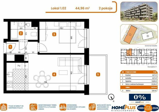 18 km od centrum Warszawy-Marki przy głównej ulicy