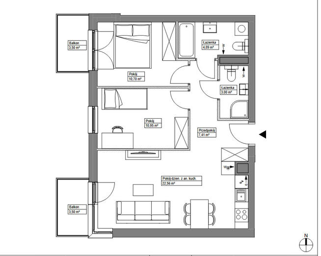 Piekne mieszkanie 3 pok. z 2 balkonami w pobliżu Oławki z ogrzewaniem miejskim
