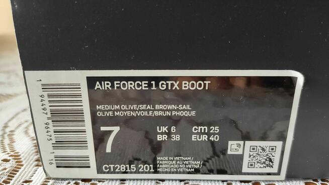 Buty NIKE AIR FORCE 1 GTX BOOT, 40, 25 cm - nowe