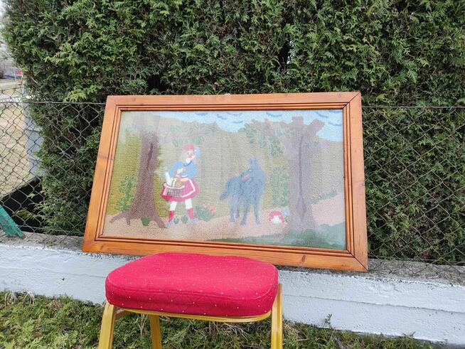 Obraz Ręcznie robiony obrazek Gobelin Czerwony Kapturek haft