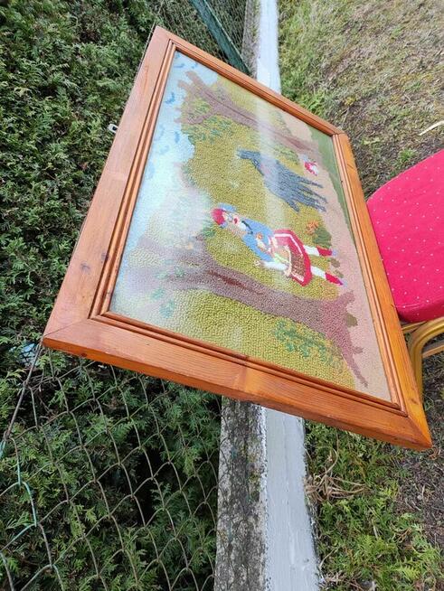 Obraz Ręcznie robiony obrazek Gobelin Czerwony Kapturek haft