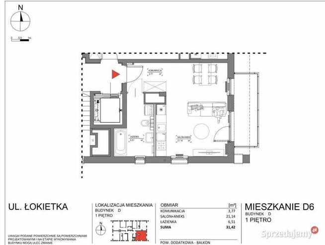 Mieszkanie Kraków 31,42m2 ul. Łokietka 213