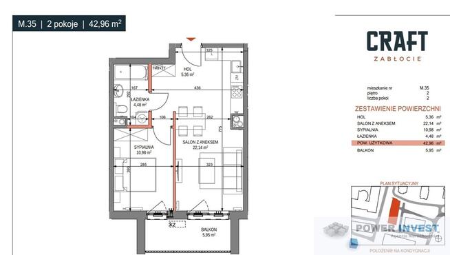 Mieszkanie 2 pokojowe z balkonem. Zabłocie