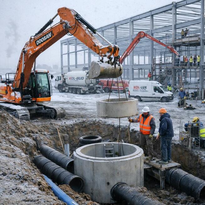 Usługi sprzętem budowlanym koparki wywrotki transport.