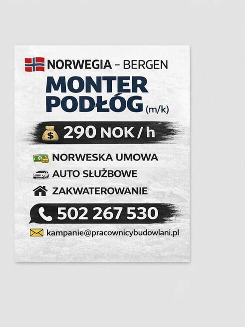 Norwegia. Monter podłóg/Parkieciarz (m/k), wykończenia
