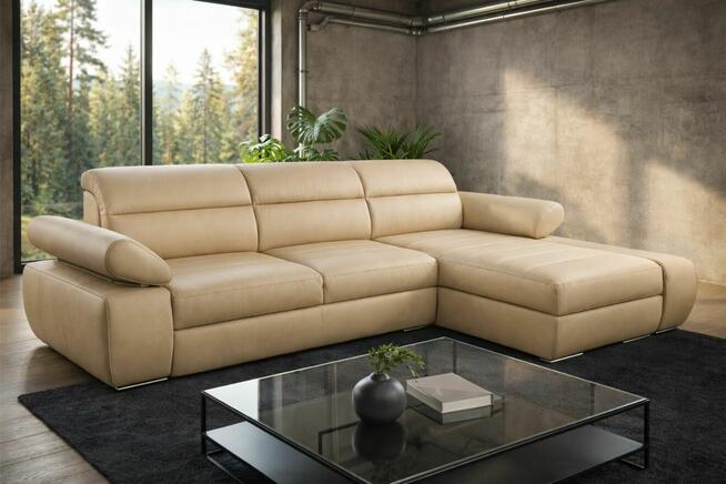 Narożnik Panama 100% skóra, spanie i pojemnik!