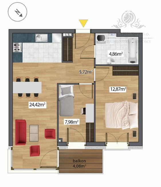 Mieszkanie 55,85m2, 3 pokoje, ogrzewanie miejskie/ Huby, Wrocław