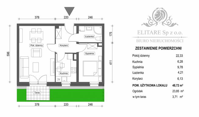 Mieszkanie 3pok, 48,72m2 z ogrodem 23,85m2 / Brochów Wrocław