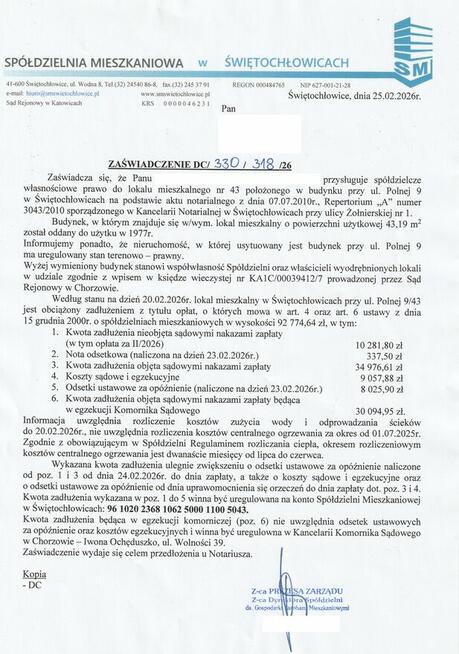 Mieszkanie Świętochłowice Polna 9