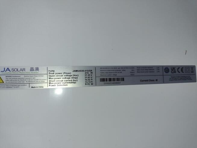 Nowy moduł (panel) fotowoltaiczny JA SOLAR 415 W (5 sztuk)