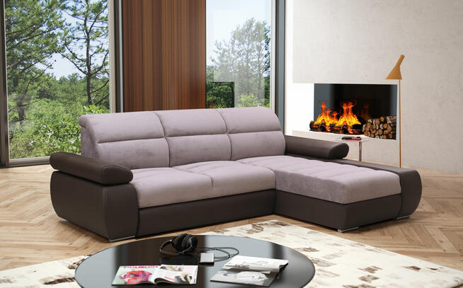 Narożnik Panama 100% skóra, spanie i pojemnik!