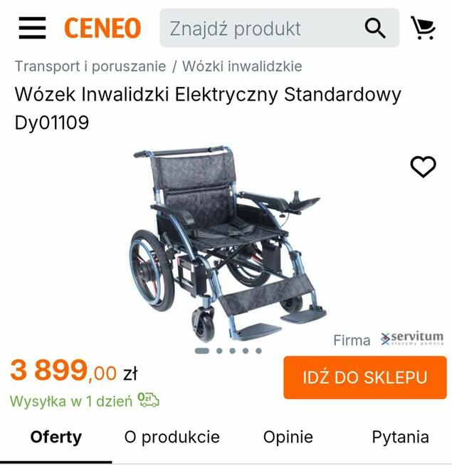 Wózek elektryczny DY01109 inwalidzki standardowy
